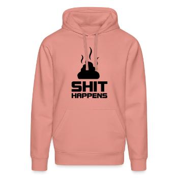 shit happens - Stanley/Stella Unisex Bio-Hoodie DRUMMER  - Altrosa - Vorne - Liana (172cm) & Jaron (178cm)