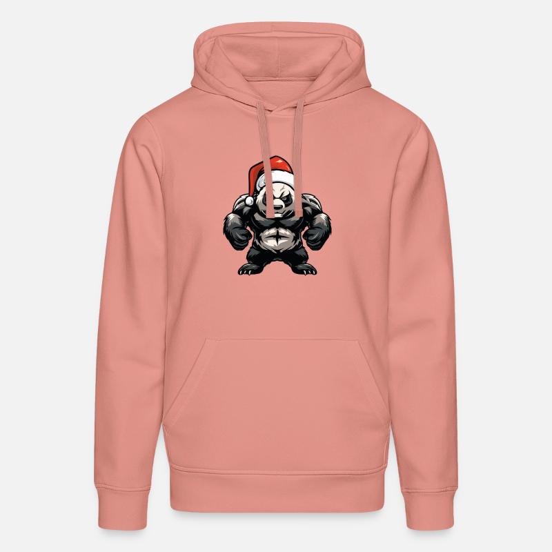 Panda Ours Père Noël - Sweat à capuche bio DRUMMER Stanley/Stella Unisexe - rose poudré