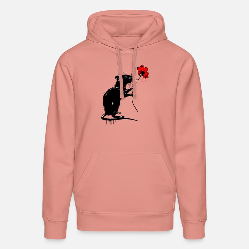 Rat avec fleur - Sweat à capuche bio DRUMMER Stanley/Stella Unisexe - rose poudré