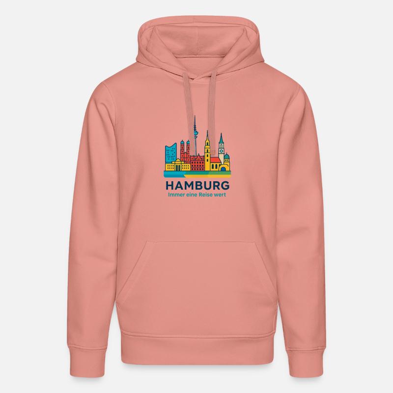 Silhouette de Hambourg Toujours à visiter - Sweat à capuche bio DRUMMER Stanley/Stella Unisexe - rose poudré