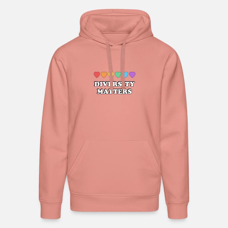 La diversité compte Rainbow Hearts - Sweat à capuche bio DRUMMER Stanley/Stella Unisexe - rose poudré