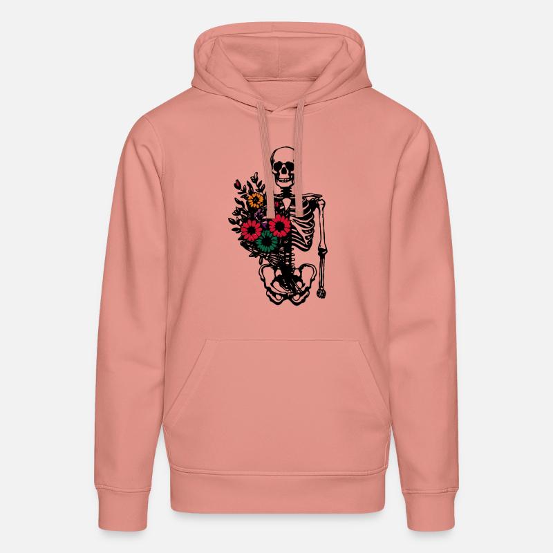 Squelette fleuri - squelette fleurs - Sweat à capuche bio DRUMMER Stanley/Stella Unisexe - rose poudré