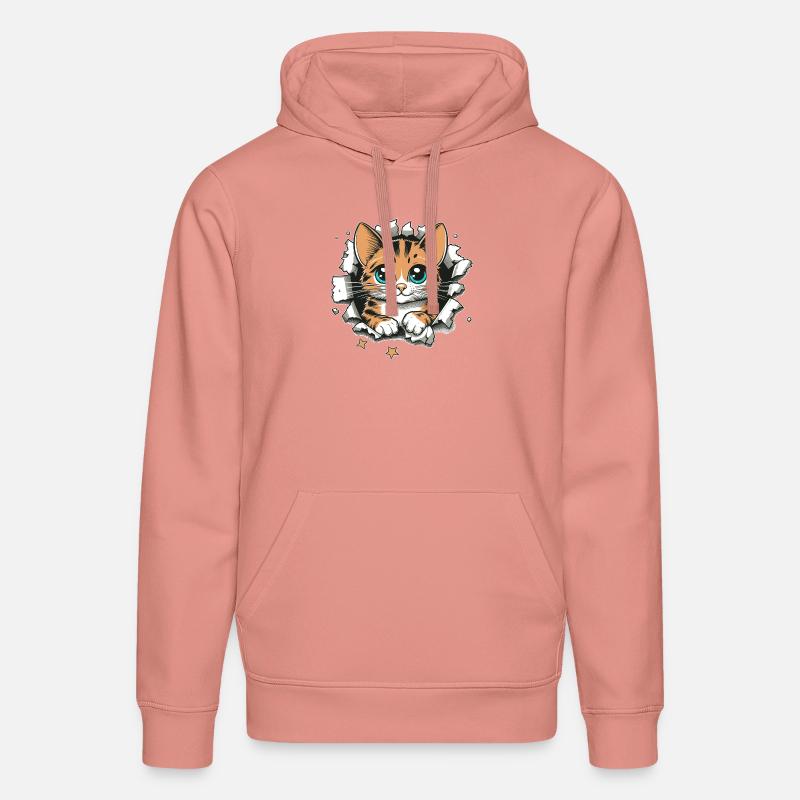 Chat mignon déchiré - Sweat à capuche bio DRUMMER Stanley/Stella Unisexe - rose poudré