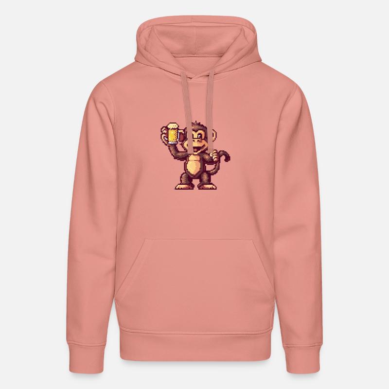 Bière Monkey Pixel - Sweat à capuche bio DRUMMER Stanley/Stella Unisexe - rose poudré