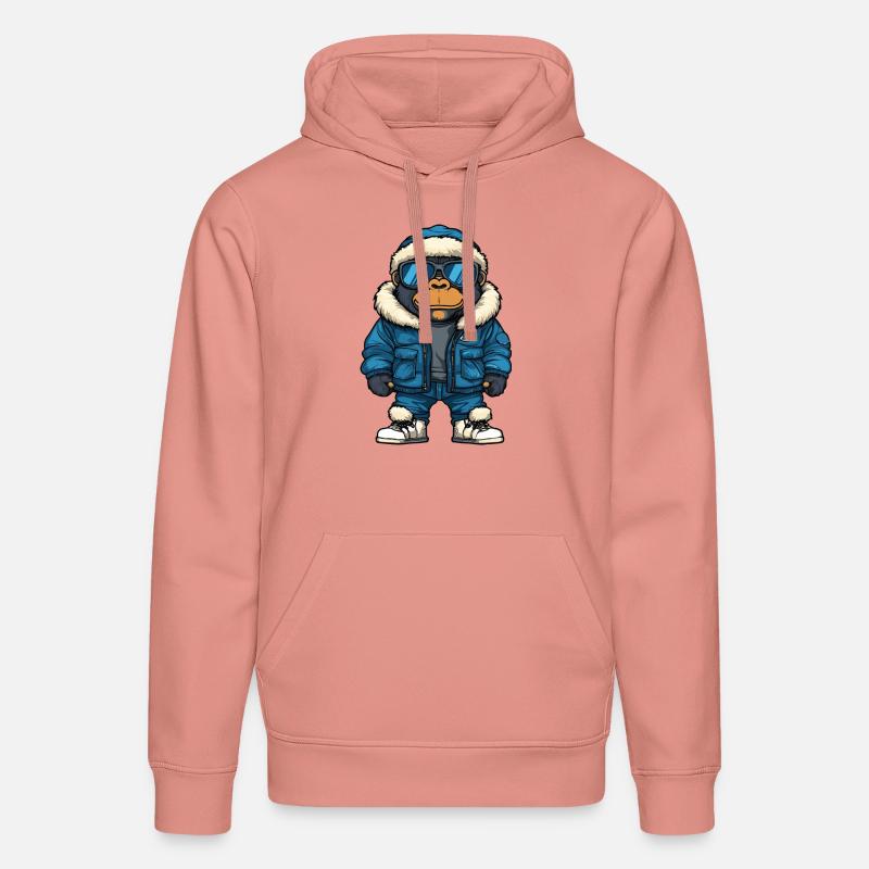 Bande dessinée Gorilla Winter - Sweat à capuche bio DRUMMER Stanley/Stella Unisexe - rose poudré