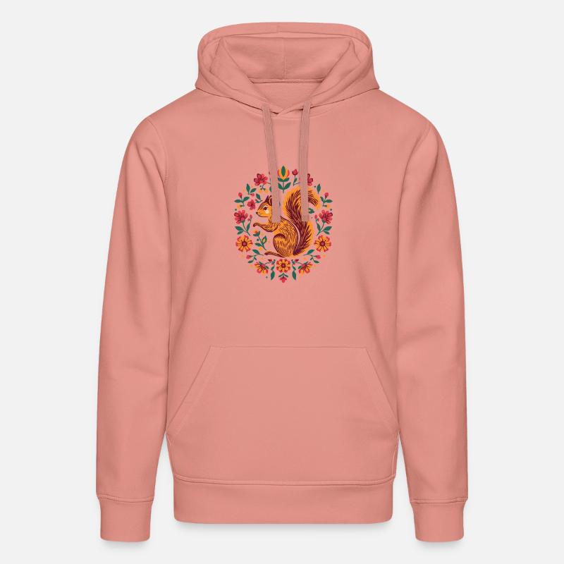 Écureuil dans une couronne de fleurs - Sweat à capuche bio DRUMMER Stanley/Stella Unisexe - rose poudré