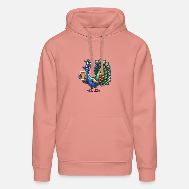 Bière Peacock Bird Pixel - Sweat à capuche bio DRUMMER Stanley/Stella Unisexe - rose poudré