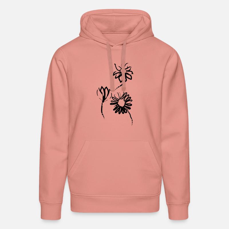 Fleurs dessinées à la main - Sweat à capuche bio DRUMMER Stanley/Stella Unisexe - rose poudré
