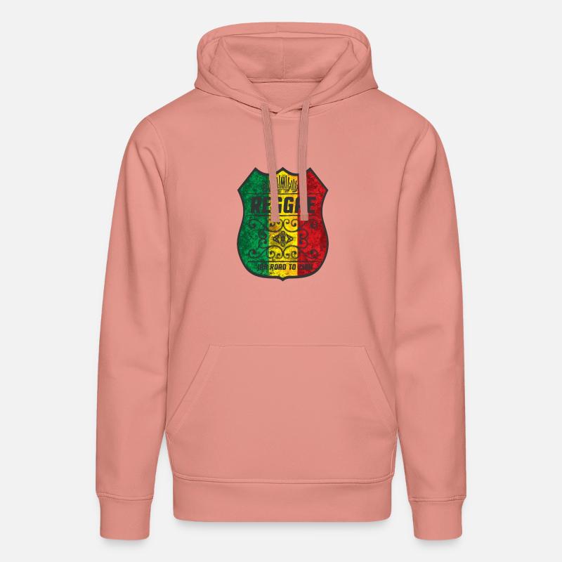 Motif drapeau reggae avec design culturel - Sweat à capuche bio DRUMMER Stanley/Stella Unisexe - rose poudré