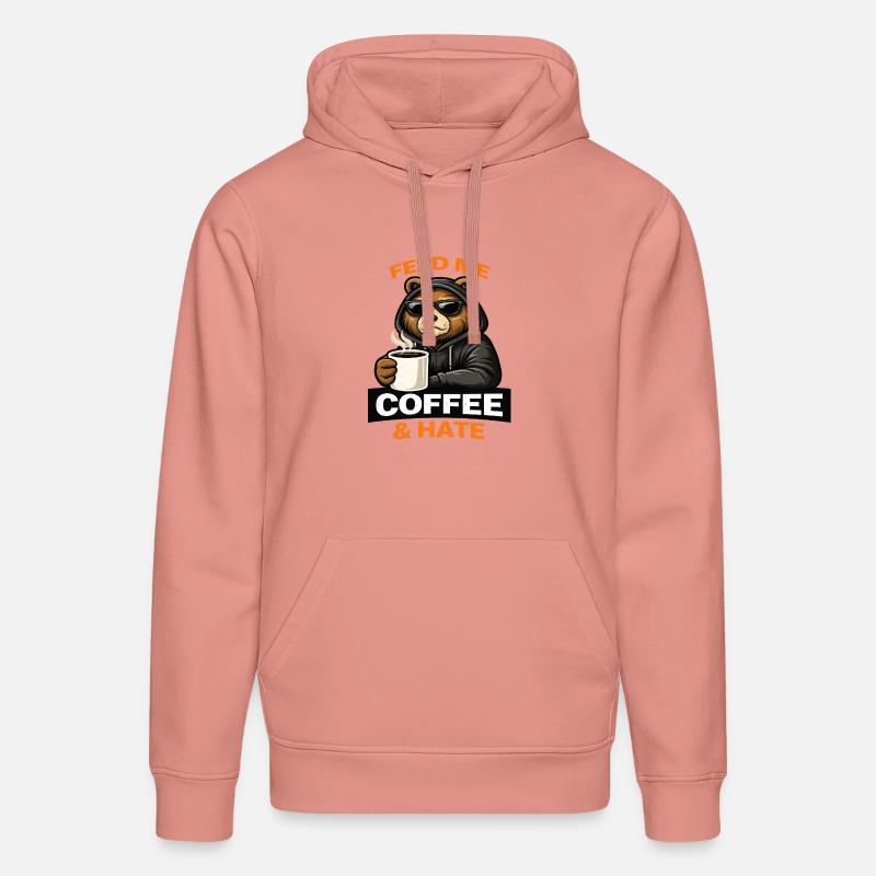 Grumpy Bear Coffee Attitude - Sweat à capuche bio DRUMMER Stanley/Stella Unisexe - rose poudré