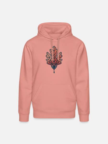 Rustic Autumn Leaf Illustration - Stanley/Stella DRUMMER Unisex Organic Hoodie - canyon pink