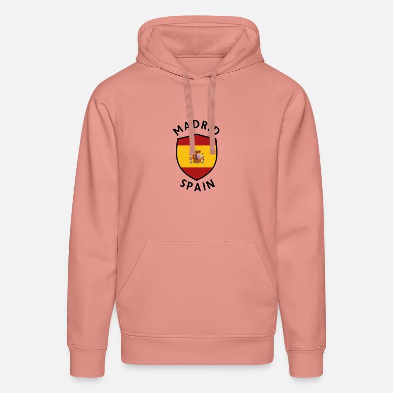 Bouclier de Madrid avec drapeau espagnol - Sweat à capuche bio DRUMMER Stanley/Stella Unisexe - rose poudré