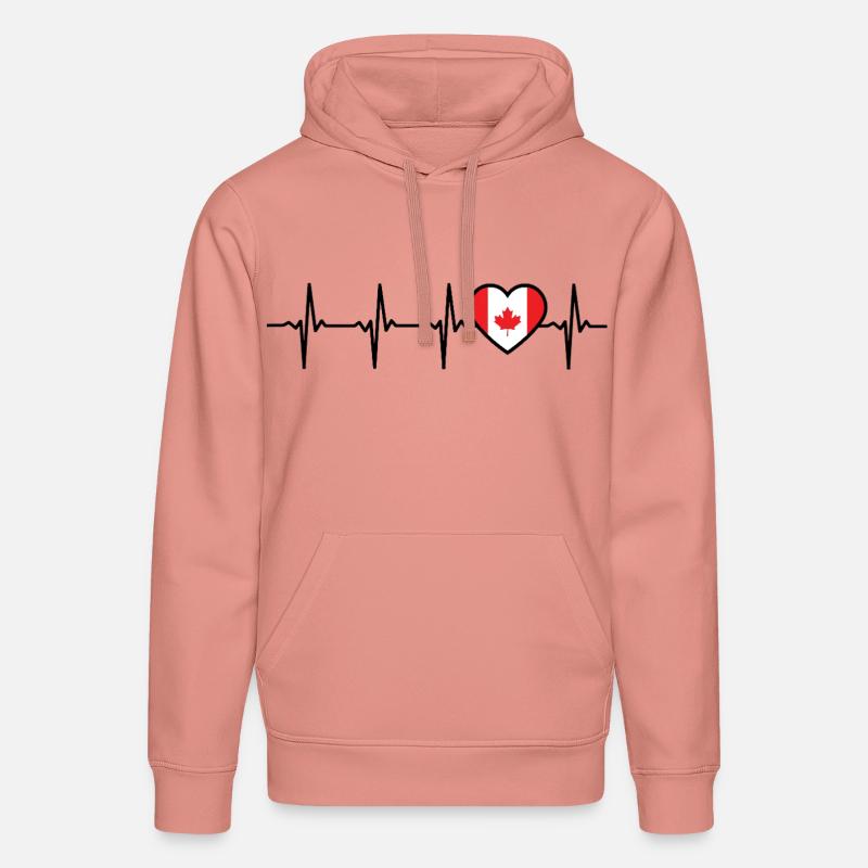 Canada Heartbeat Drapeau Canadien - Sweat à capuche bio DRUMMER Stanley/Stella Unisexe - rose poudré