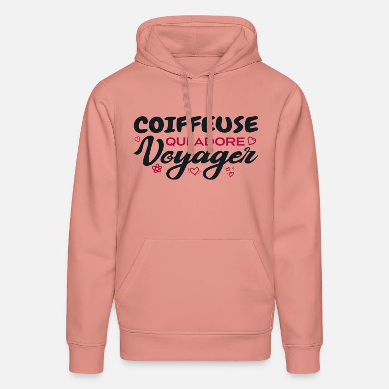 Coiffeuse globe-trotteuse passionnée de voyages - Sweat à capuche bio DRUMMER Stanley/Stella Unisexe - rose poudré