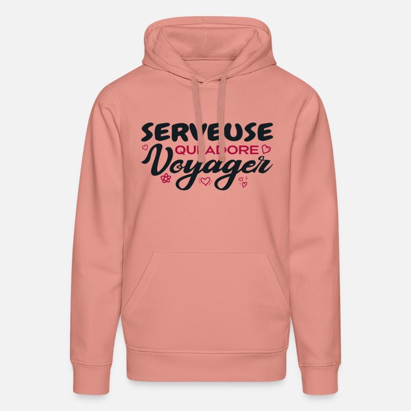 Serveuse globe-trotteuse passionnée de voyages - Sweat à capuche bio DRUMMER Stanley/Stella Unisexe - rose poudré