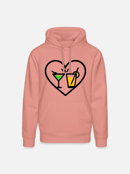 Cocktails Heart Summer Party Beach Gift - Stanley/Stella DRUMMER Unisex Organic Hoodie - canyon pink