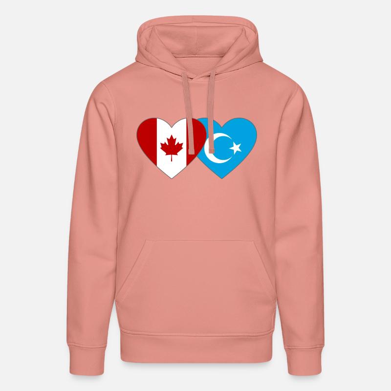 Drapeau ouïghour du Canada Cœur - Sweat à capuche bio DRUMMER Stanley/Stella Unisexe - rose poudré