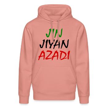jin jiyan azadi iran - Stanley/Stella Unisex Bio-Hoodie DRUMMER  - Altrosa - Vorne - Liana (172cm) & Jaron (178cm)