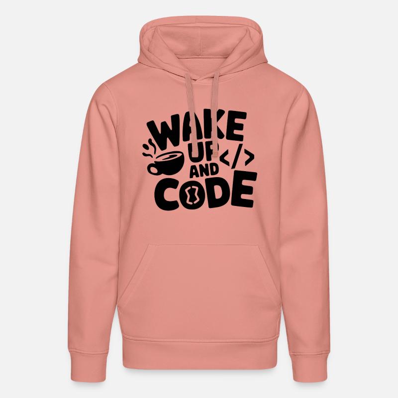 Réveillez-vous et codez - Sweat à capuche bio DRUMMER Stanley/Stella Unisexe - rose poudré