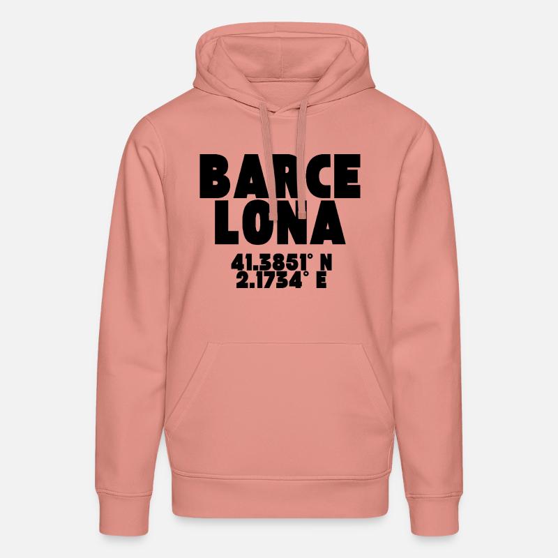 Barcelone - Design avec coordonnées - Sweat à capuche bio DRUMMER Stanley/Stella Unisexe - rose poudré