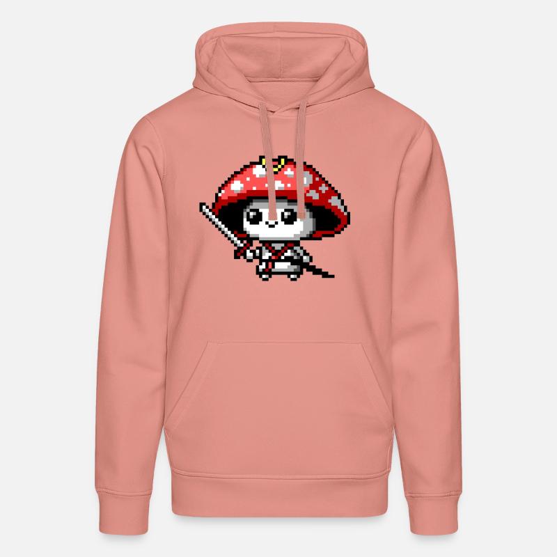 Samouraï champignon 8 bits - Sweat à capuche bio DRUMMER Stanley/Stella Unisexe - rose poudré