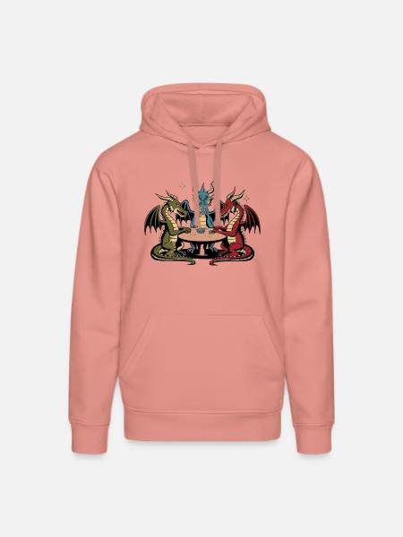 Dragons playing cards - Stanley/Stella DRUMMER Unisex Organic Hoodie - canyon pink