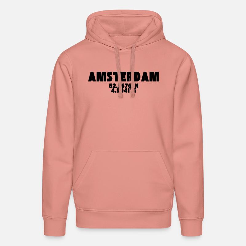 Amsterdam - Design avec coordonnées - Sweat à capuche bio DRUMMER Stanley/Stella Unisexe - rose poudré