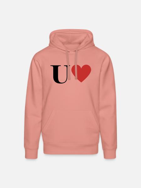 Letter u red heart - Stanley/Stella DRUMMER Unisex Organic Hoodie - canyon pink