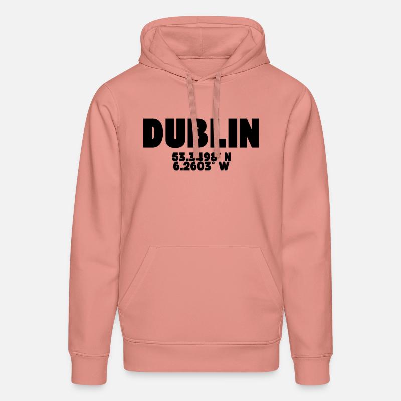 Dublin - Design avec coordonnées - Sweat à capuche bio DRUMMER Stanley/Stella Unisexe - rose poudré