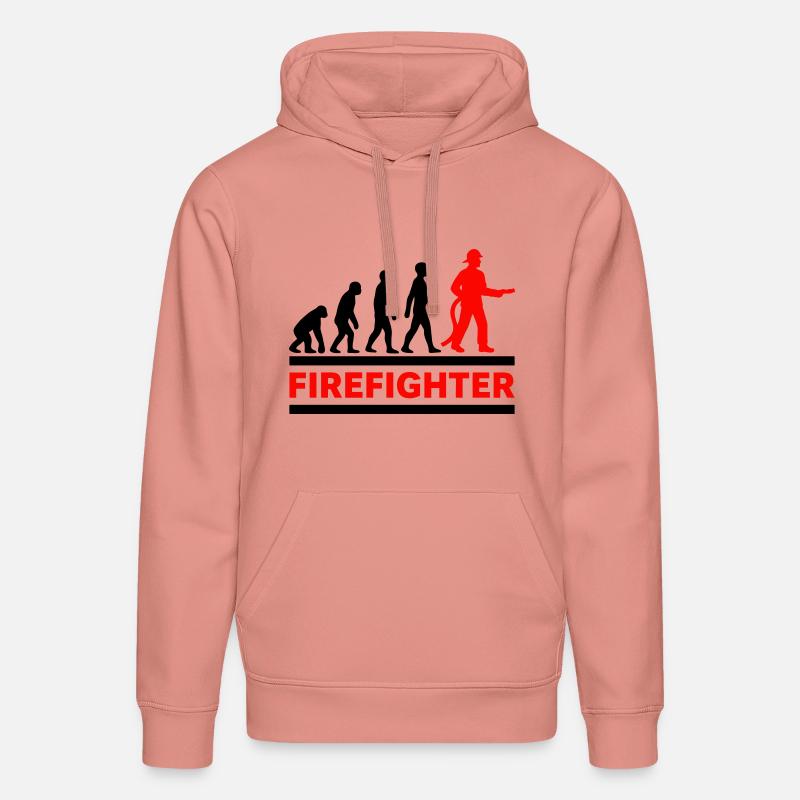 Evolution Firefighter Hero Cool Gift - Stanley/Stella DRUMMER Unisex Organic Hoodie - canyon pink
