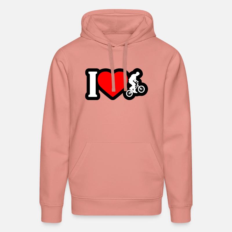 Silhouette de vélo I Heart - Sweat à capuche bio DRUMMER Stanley/Stella Unisexe - rose poudré