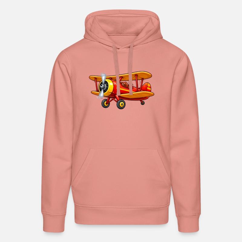 Motif d’avion biplan Dessin animé rétro - Sweat à capuche bio DRUMMER Stanley/Stella Unisexe - rose poudré
