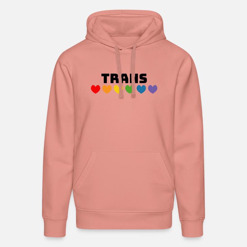 Cœur arc-en-ciel trans noir - Sweat à capuche bio DRUMMER Stanley/Stella Unisexe - rose poudré