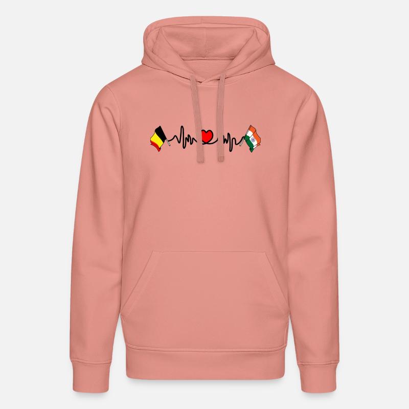 Cardio heart Drapeau Belgique, drapeau Inde - Sweat à capuche bio DRUMMER Stanley/Stella Unisexe - rose poudré