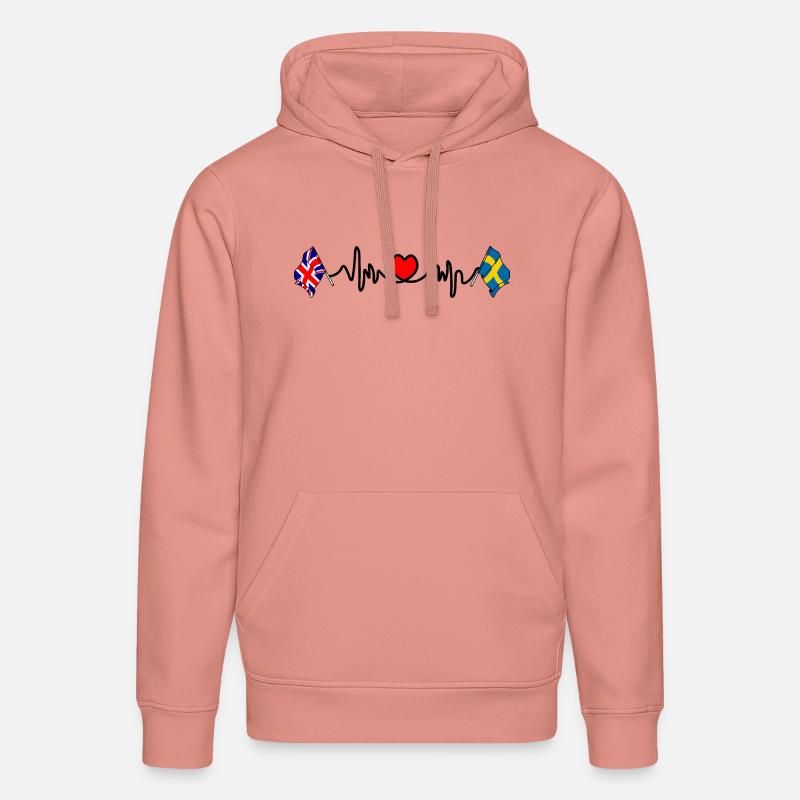 Cardio heart Drapeau Angleterre, drapeau Suède - Sweat à capuche bio DRUMMER Stanley/Stella Unisexe - rose poudré