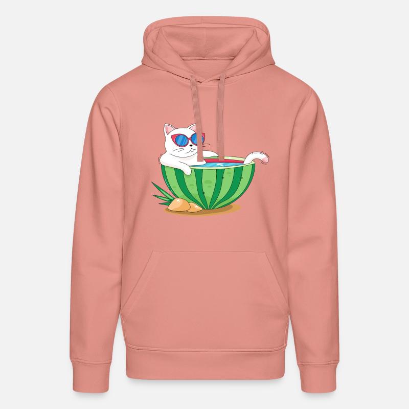 Chat et pastèque - Sweat à capuche bio DRUMMER Stanley/Stella Unisexe - rose poudré