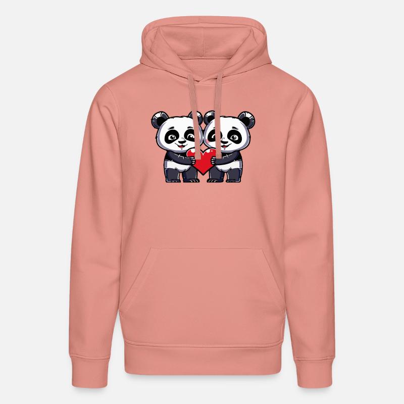 Panda Couple Saint-Valentin - Sweat à capuche bio DRUMMER Stanley/Stella Unisexe - rose poudré
