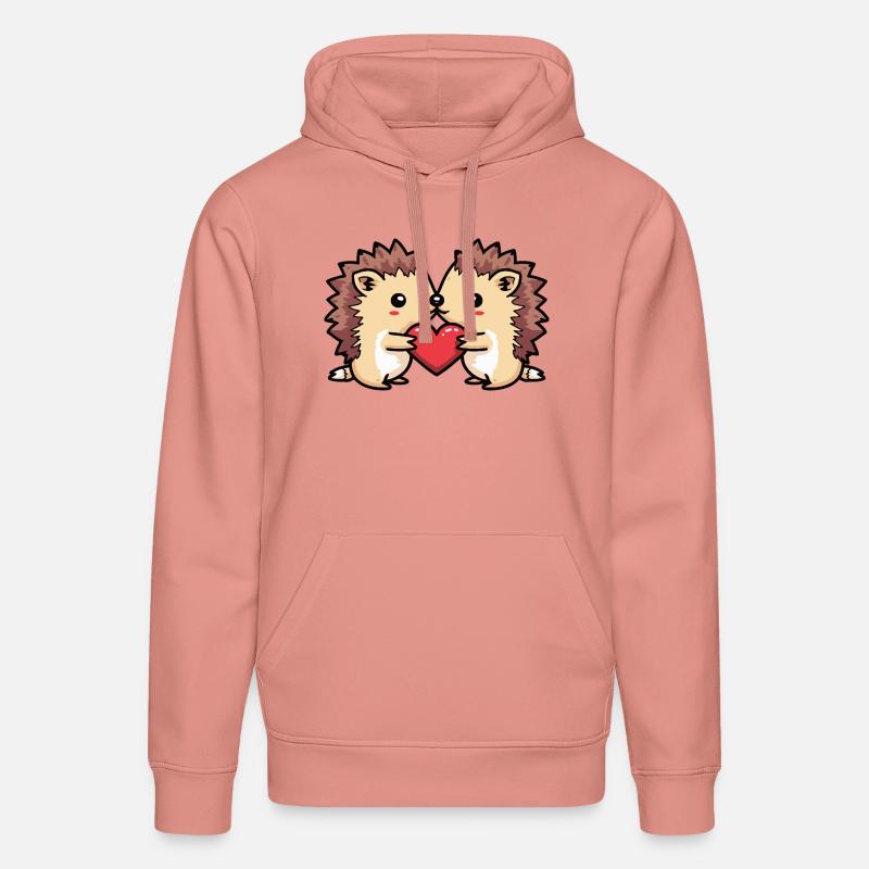 Couple de hérissons Saint-Valentin - Sweat à capuche bio DRUMMER Stanley/Stella Unisexe - rose poudré