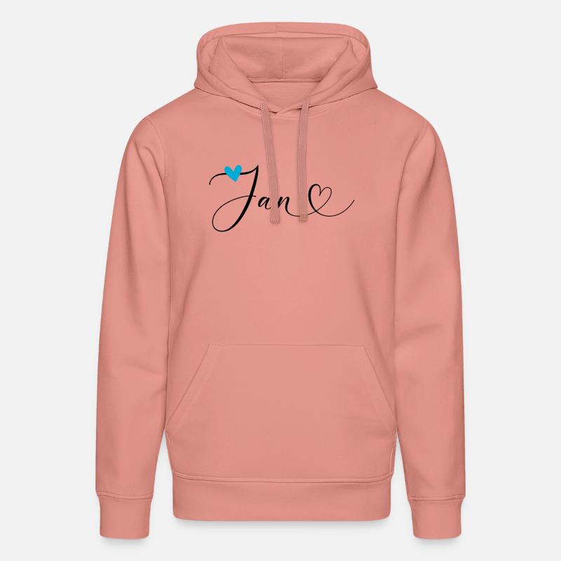 Jan Nom Prénom Calligraphie coeur - Sweat à capuche bio DRUMMER Stanley/Stella Unisexe - rose poudré