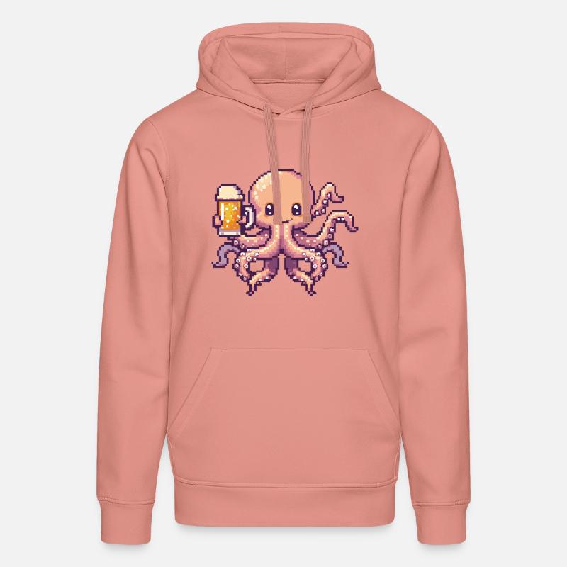 Octopus Pixel Bière - Sweat à capuche bio DRUMMER Stanley/Stella Unisexe - rose poudré