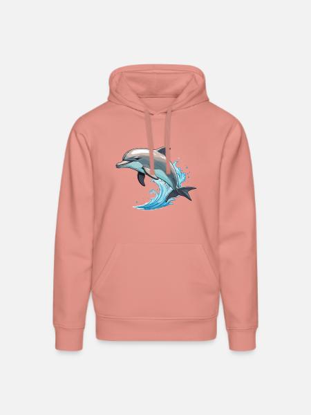 Dolphin - Cute Ocean Pet Design - Stanley/Stella DRUMMER Unisex Organic Hoodie - canyon pink