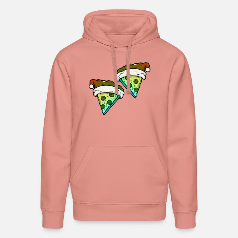Pizza Noël Bande dessinée drôle - Sweat à capuche bio DRUMMER Stanley/Stella Unisexe - rose poudré