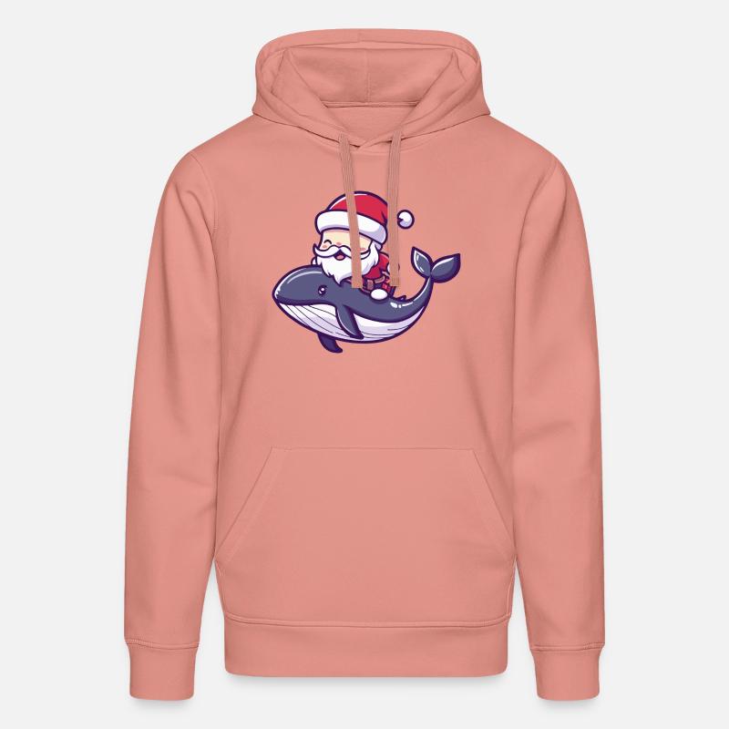 Baleine Père Noël Dessin animé - Sweat à capuche bio DRUMMER Stanley/Stella Unisexe - rose poudré