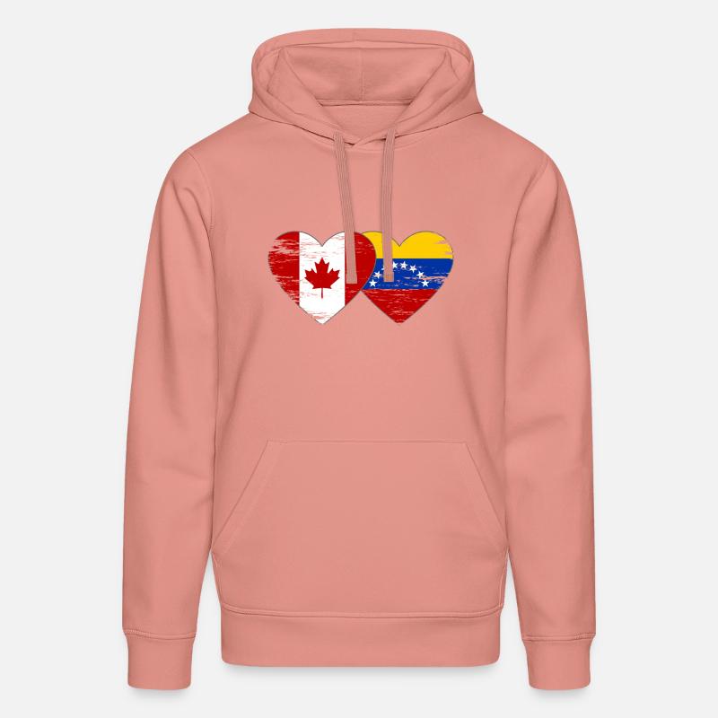 Drapeau Canada Venezuela coeur utilisé - Sweat à capuche bio DRUMMER Stanley/Stella Unisexe - rose poudré