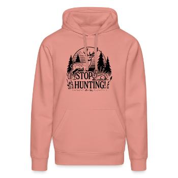 Stop Hunting - Stanley/Stella Unisex Bio-Hoodie DRUMMER  - Altrosa - Vorne - Liana (172cm) & Jaron (178cm)