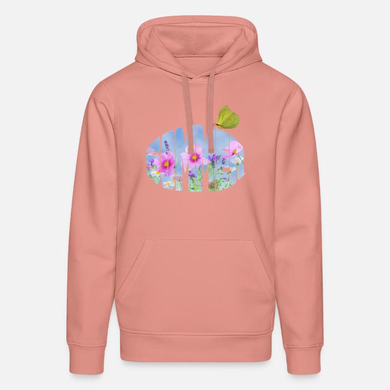 Prairie d’été avec papillon citron - Sweat à capuche bio DRUMMER Stanley/Stella Unisexe - rose poudré
