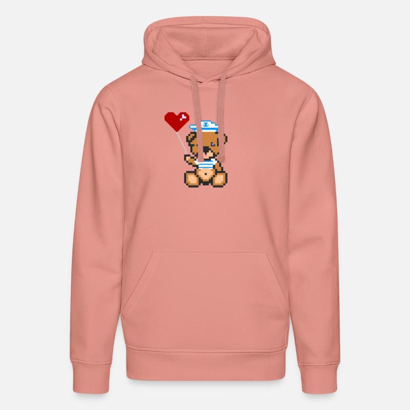 Pixel Bear Navy - Sweat à capuche bio DRUMMER Stanley/Stella Unisexe - rose poudré