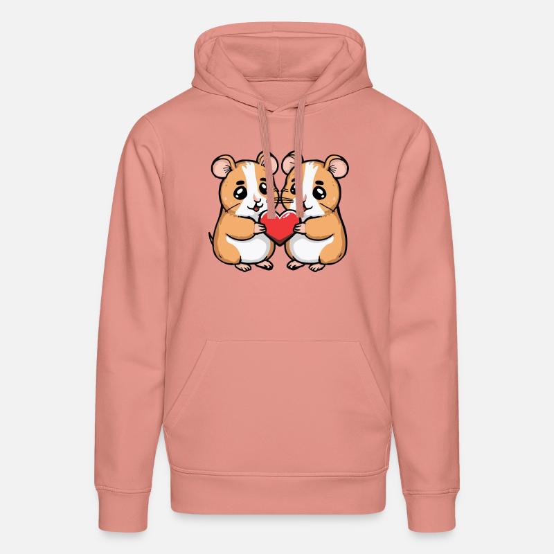 Hamster Couple Saint-Valentin - Sweat à capuche bio DRUMMER Stanley/Stella Unisexe - rose poudré