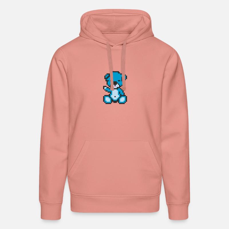 Pixel Bear Neon Blue - Sweat à capuche bio DRUMMER Stanley/Stella Unisexe - rose poudré