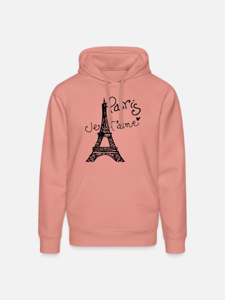 Paris Je T'aime Eiffel tower - Stanley/Stella DRUMMER Unisex Organic Hoodie - canyon pink